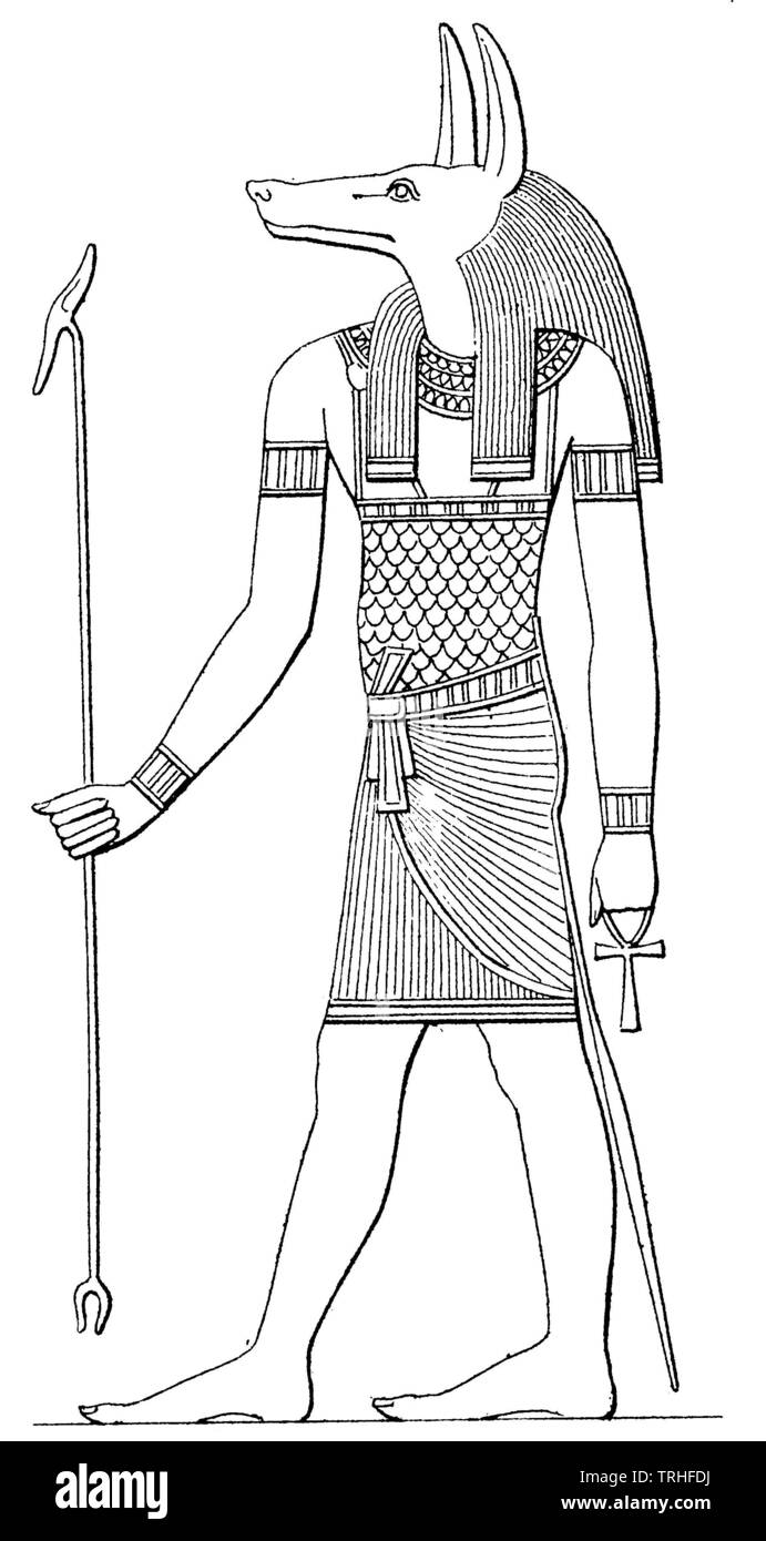 Ägyptischer Gott Anubis,, (kulturelle Geschichte Buch, 1875) Stockfoto