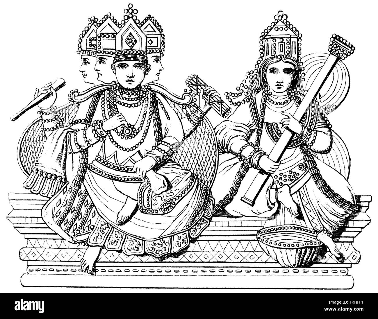 Indien: Brahma und Sarasmati,, (kulturelle Geschichte Buch, 1875) Stockfoto