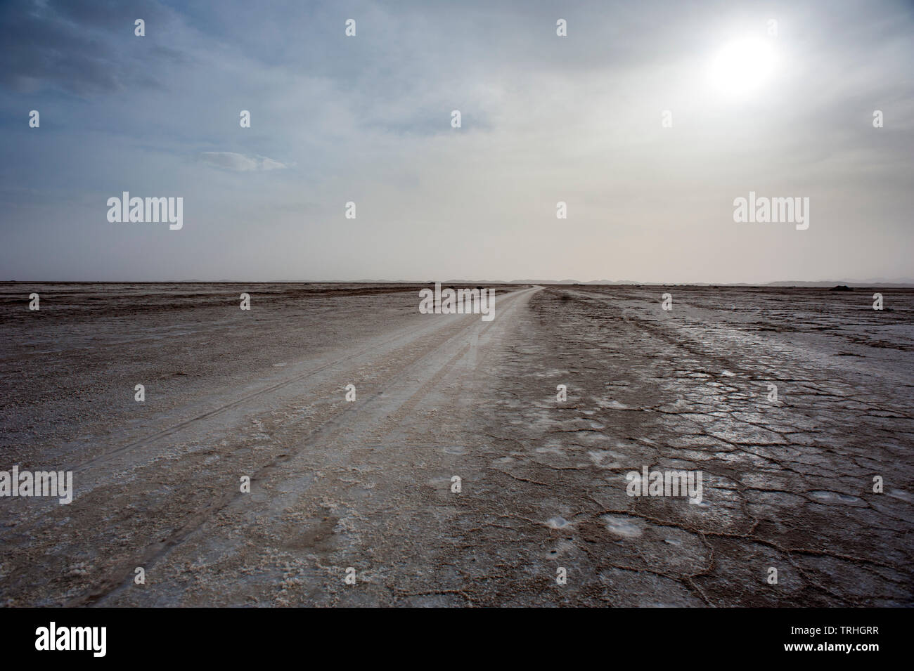 Ein Salt plain in der Nähe von Varzaneh, Iran. Stockfoto