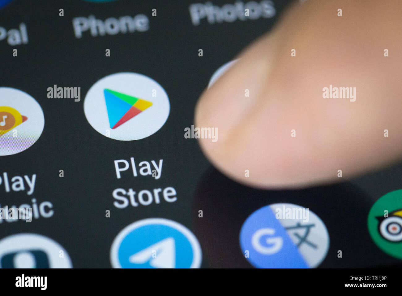 Play Store logo Symbol auf Mobiltelefon Stockfoto