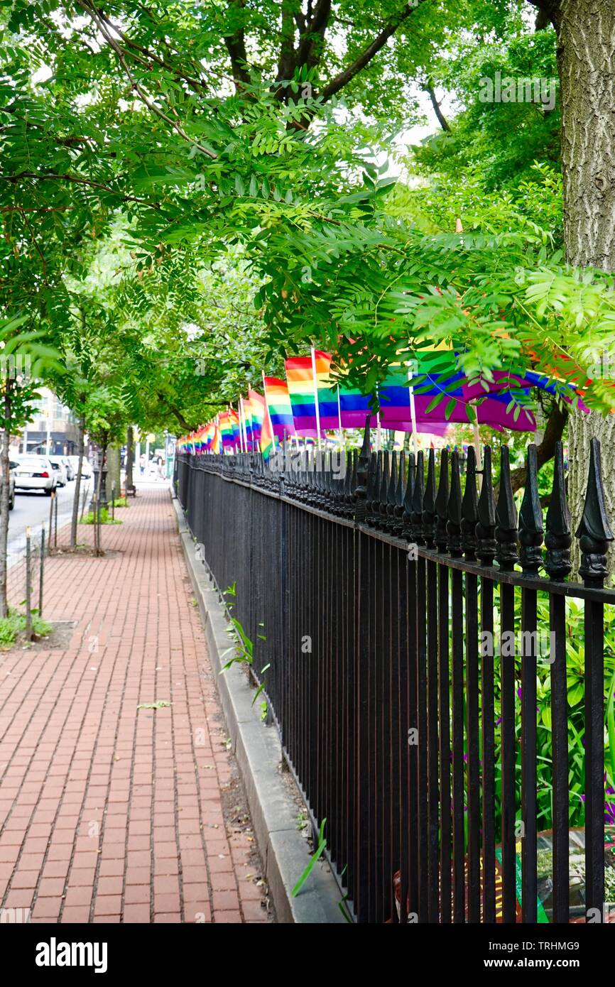 Stonewall Memorial Park, Christopher Park, National Park Service, US-Innenministerium öffentlichen Park während der Pride Monat, New York, NY, USA Stockfoto