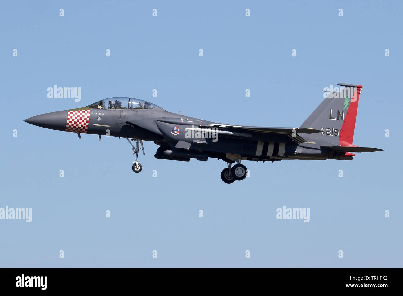 Die 492Nd FS F-15E für den 75. Jahrestag des D-Day Landing an RAF Lakenheath gekennzeichnet. Stockfoto