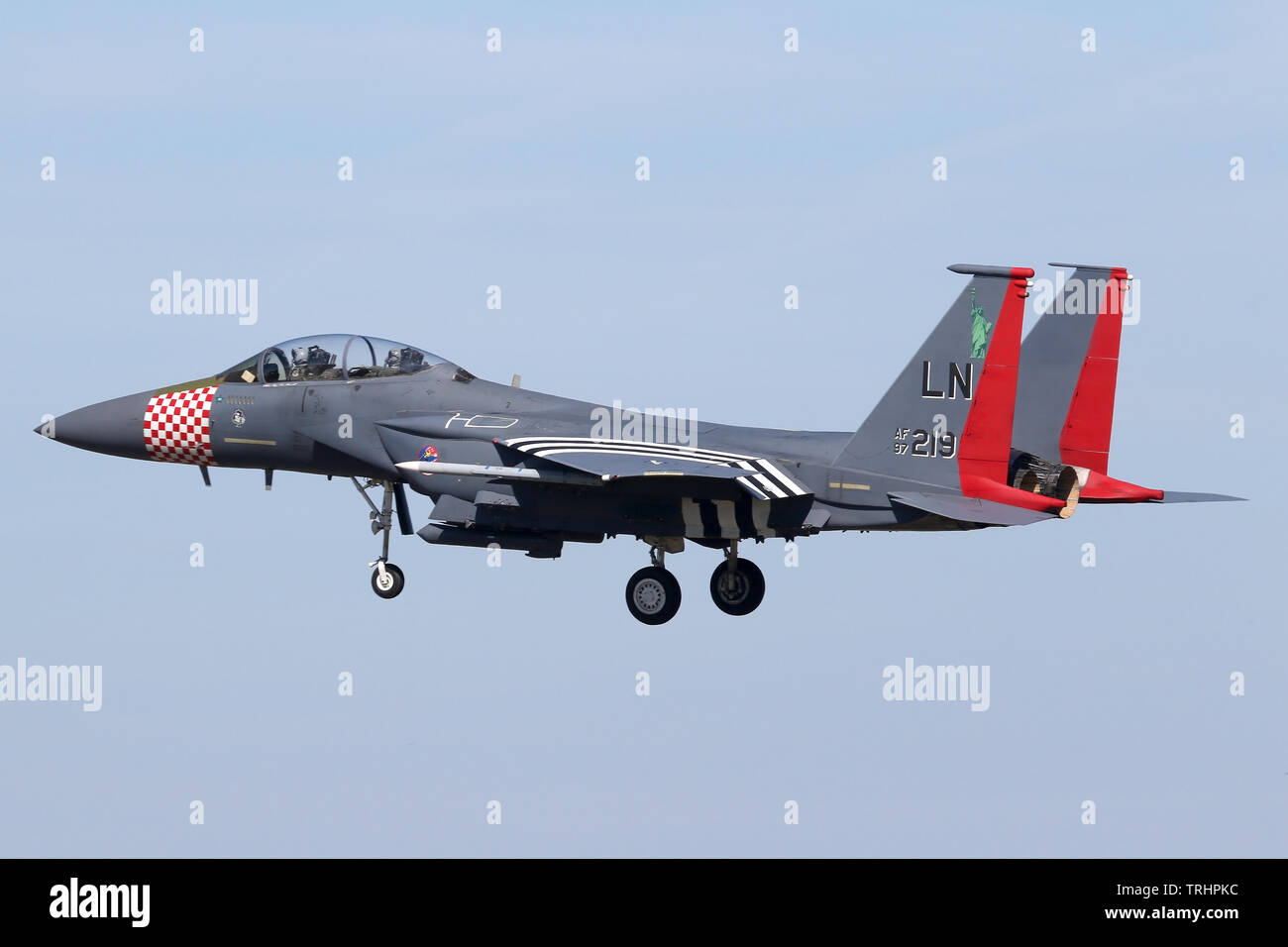 Die 492Nd FS F-15E für den 75. Jahrestag des D-Day Landing an RAF Lakenheath gekennzeichnet. Stockfoto
