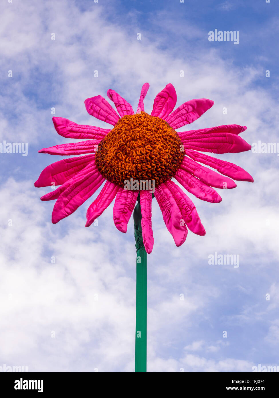 Große Fabric flower gegen den blauen Himmel im Freien Stockfoto