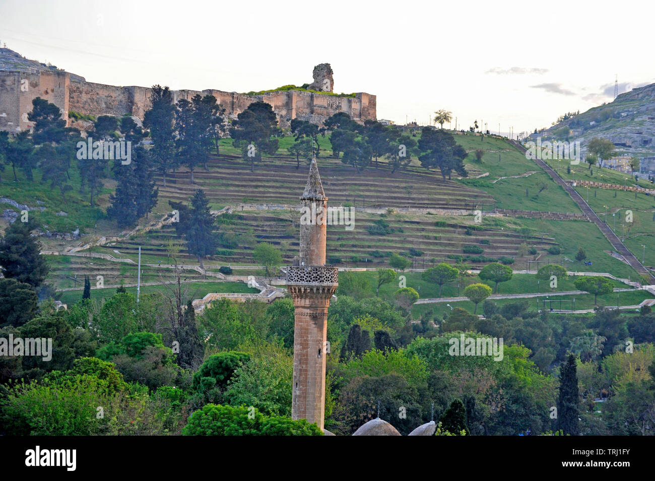 Landschaft mit Minarett in Sanliurfa, Türkei Stockfoto
