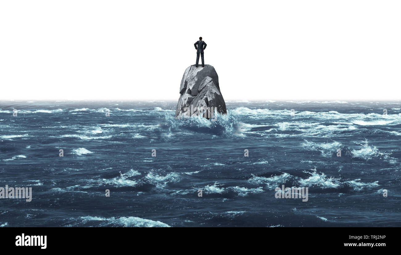 Verlorenes Geschäft Mann oder eine zurückgezogene Person Gefühl abgelehnt, und der Begriff des Seins anti- oder in einem 3D-Illustration Stil aufgegeben. Stockfoto