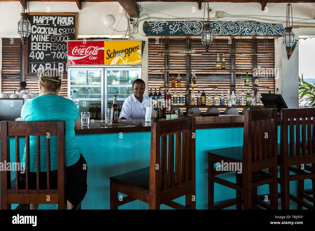 Bar in Stonetown, Sansibar, Tansania Stockfoto