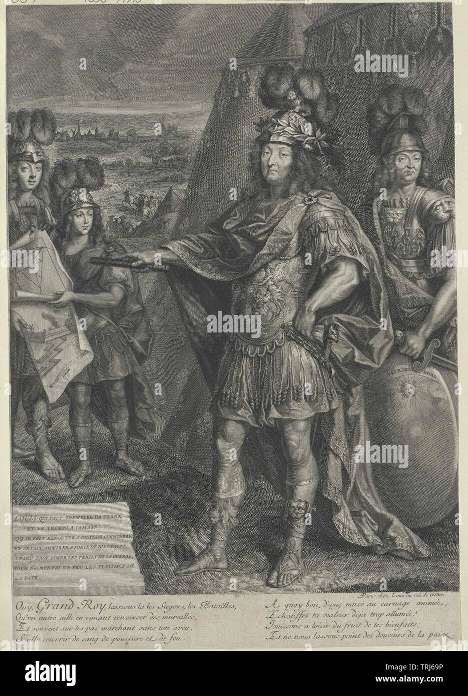 Louis XIV., König von Frankreich, Gravur auf Limosin in Paris - Additional-Rights Not-Available Clearance-Info veröffentlicht. Stockfoto