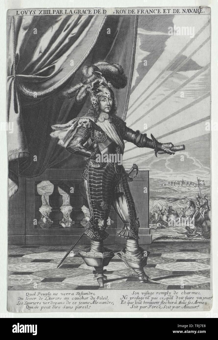 Ludwig XIV., König von Frankreich, Kupferstich (exc.) von Jean Ganière, Additional-Rights - Clearance-Info - Not-Available Stockfoto