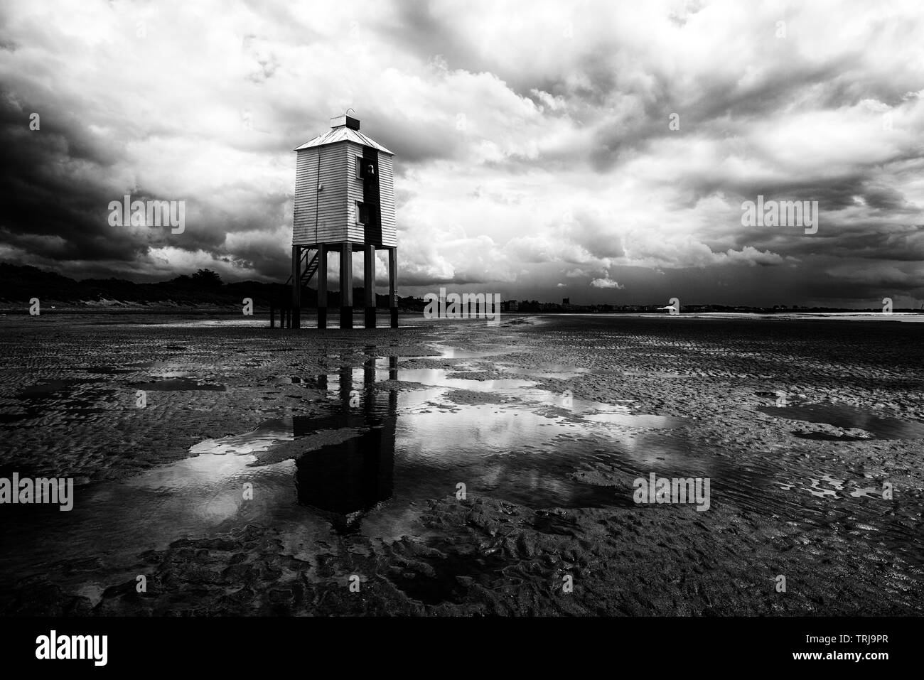 Der Leuchtturm am Strand von Burnham-on-Sea, auf der Somerset Küste in England Großbritannien Stockfoto