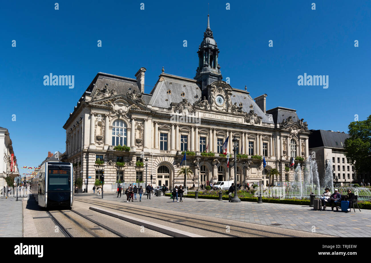 Rathaus (Hotel de Ville) de Tours, entworfen vom Architekten Victor Laloux, Indre et Loire, Centre Val de Loire, Frankreich Stockfoto