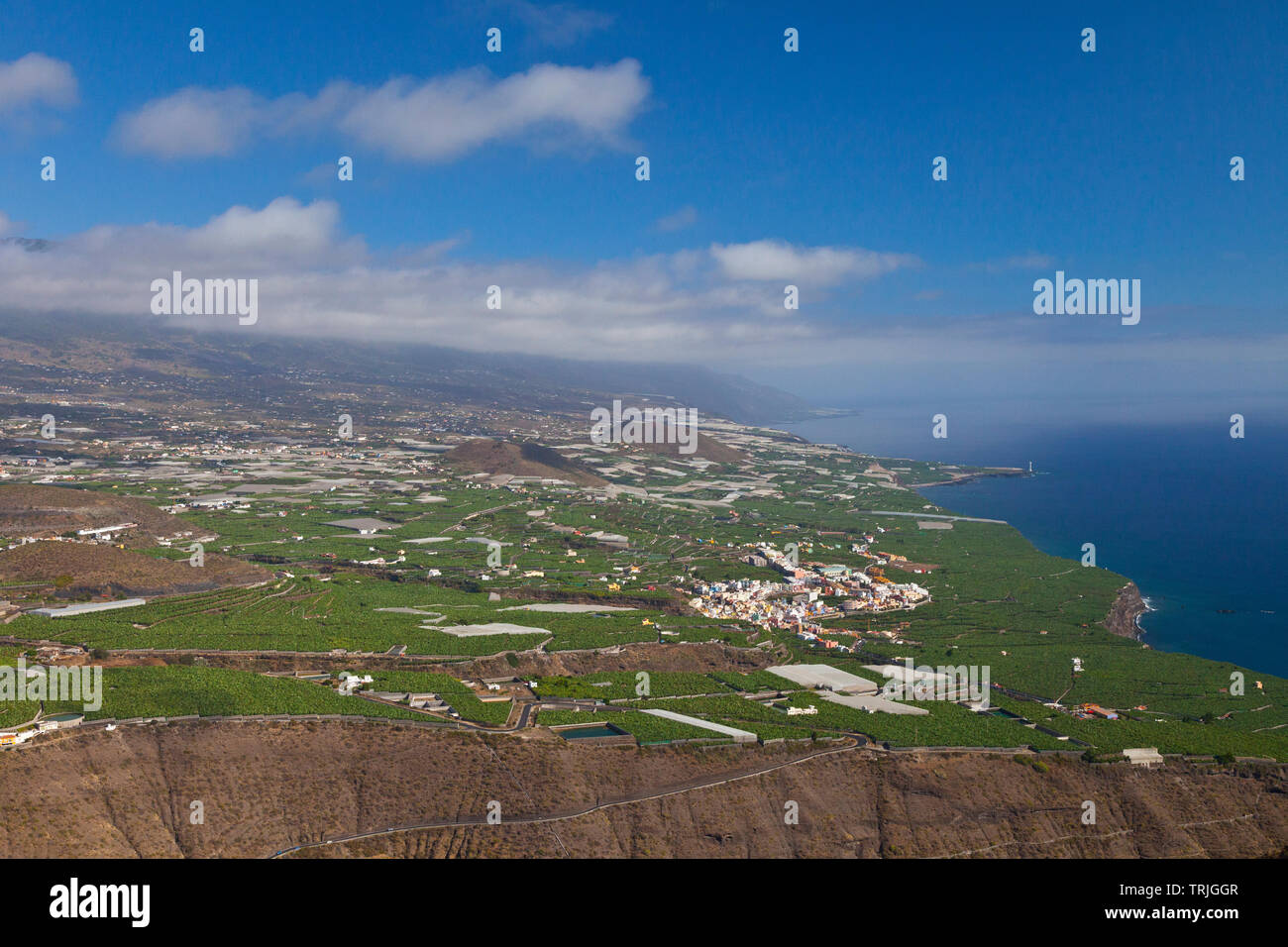 Vista del pueblo Tazacorte desde el Mirador del Time. Valle de Aridane. Isla La Palma. Provincia Santa Cruz. Islas Canarias. España Stockfoto