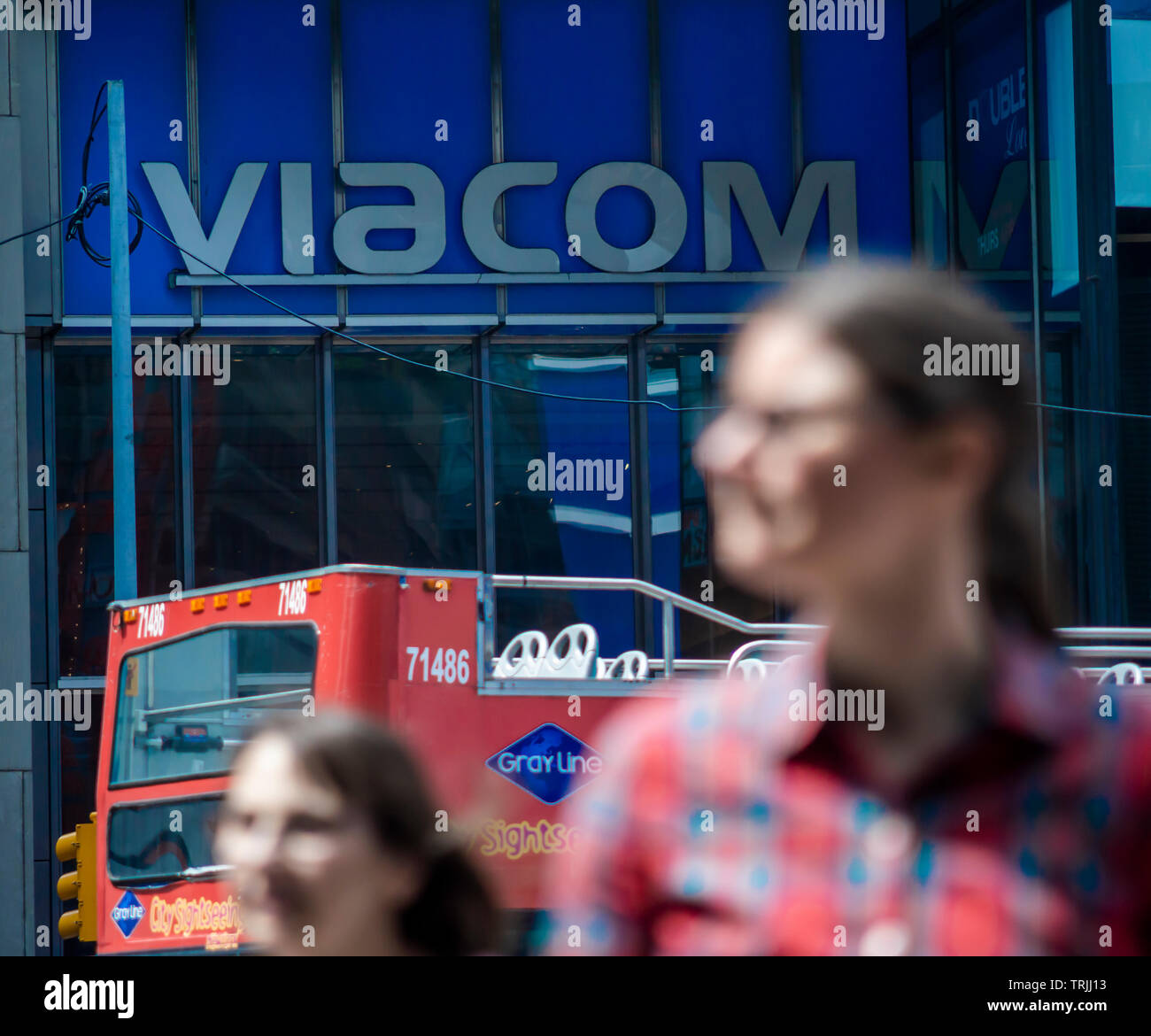 Die viacom Hauptsitz in Times Square in New York am Donnerstag, 30. Mai 2019. CBS und Viacom gemeldet zu werden beginnen Gespräche über eine Fusion. (© Richard B. Levine) Stockfoto
