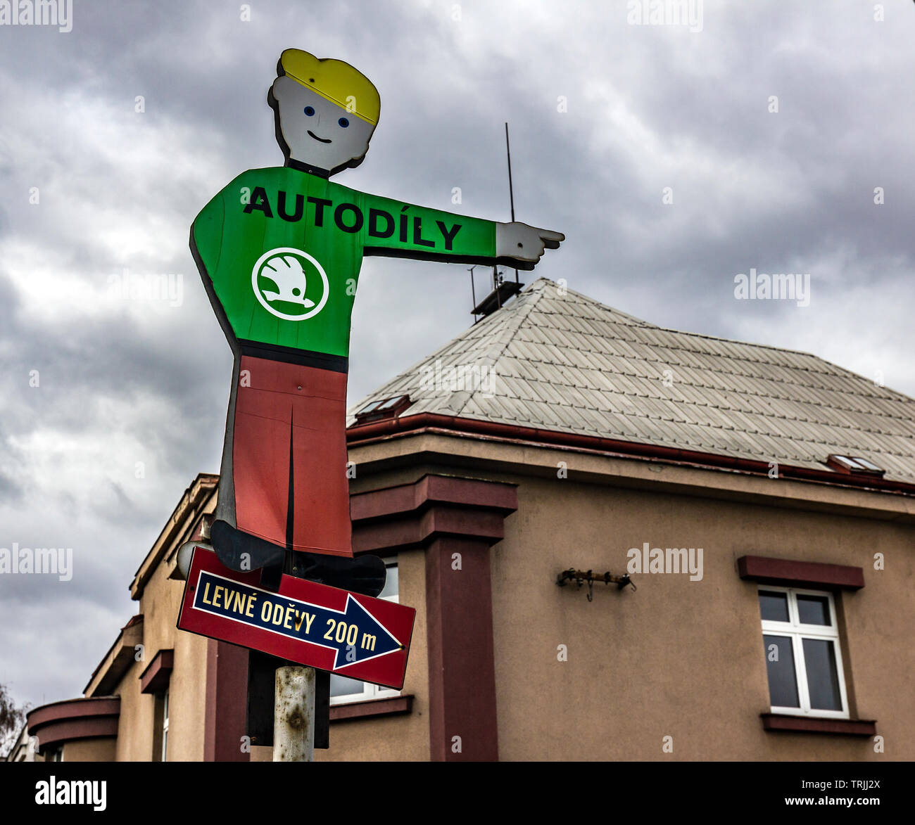 Garage unterzeichnen, Kutna Hora, Tschechische Republik Stockfoto