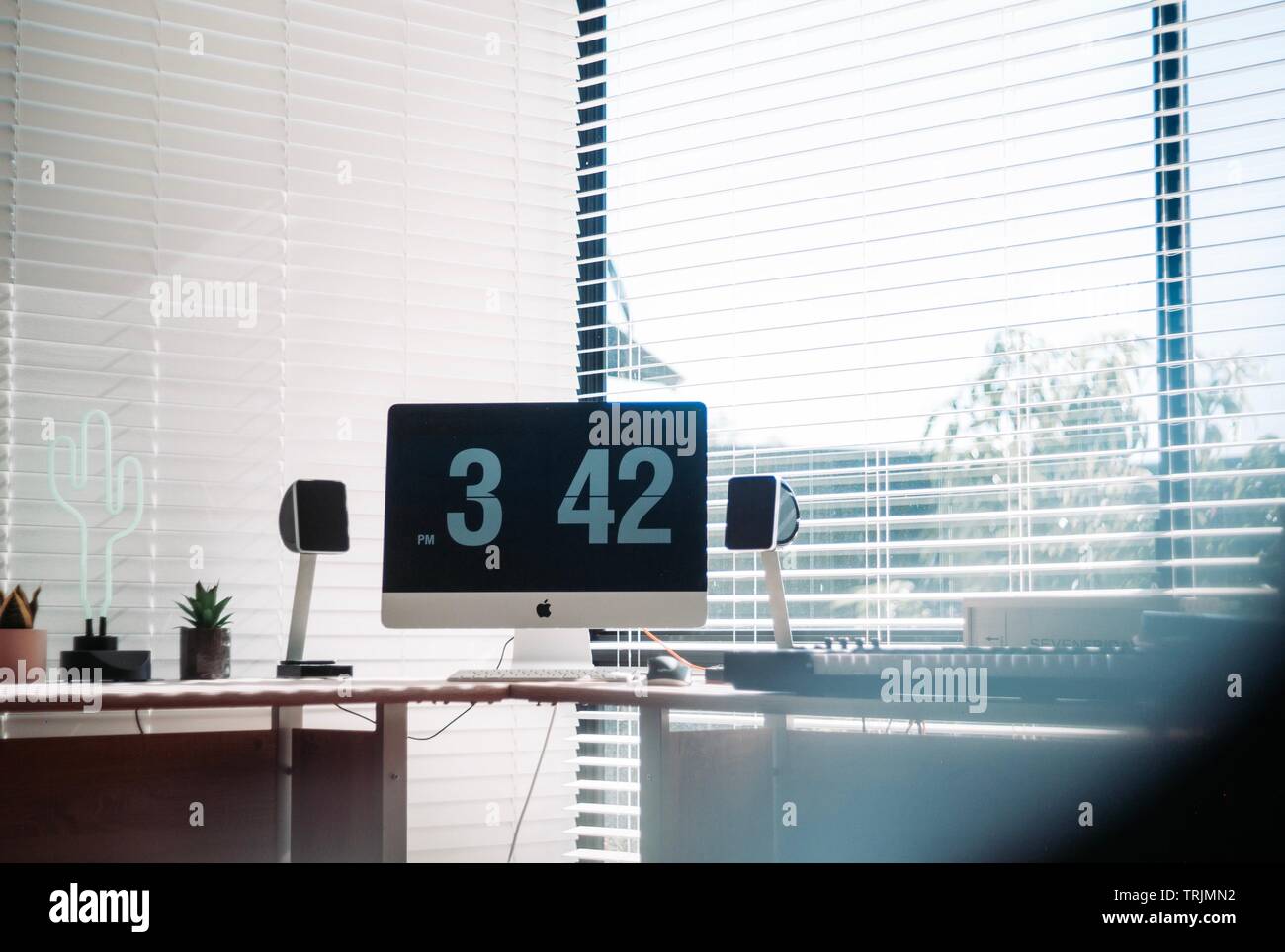 Desk Setup Mac Stockfoto