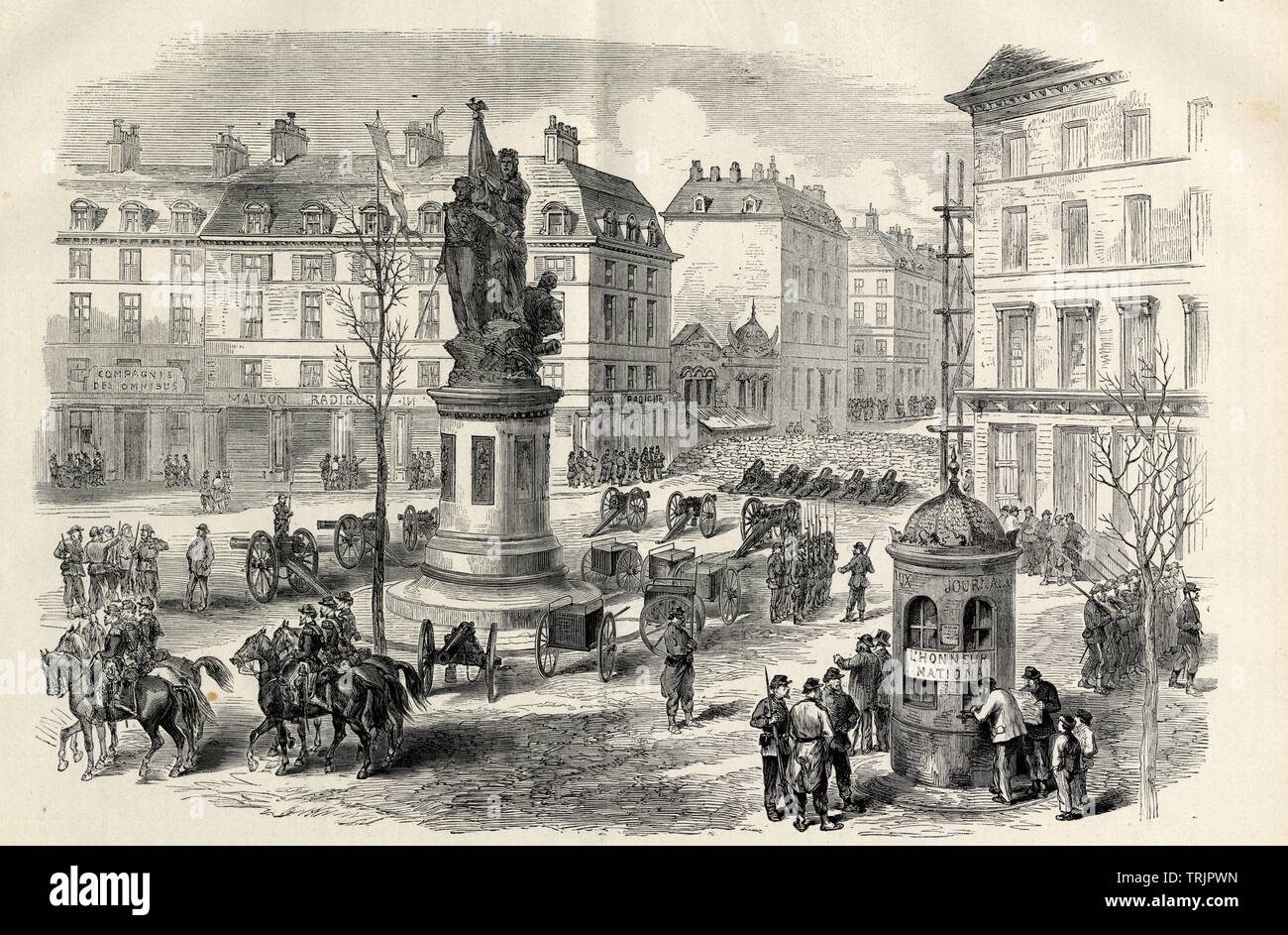 SOUVENIRS DE LA COMMUNE. LE PARC D'ARTILLERIE DE LA PLACE CLICHY PENDANT L'Aufstand. 1871 Stockfoto