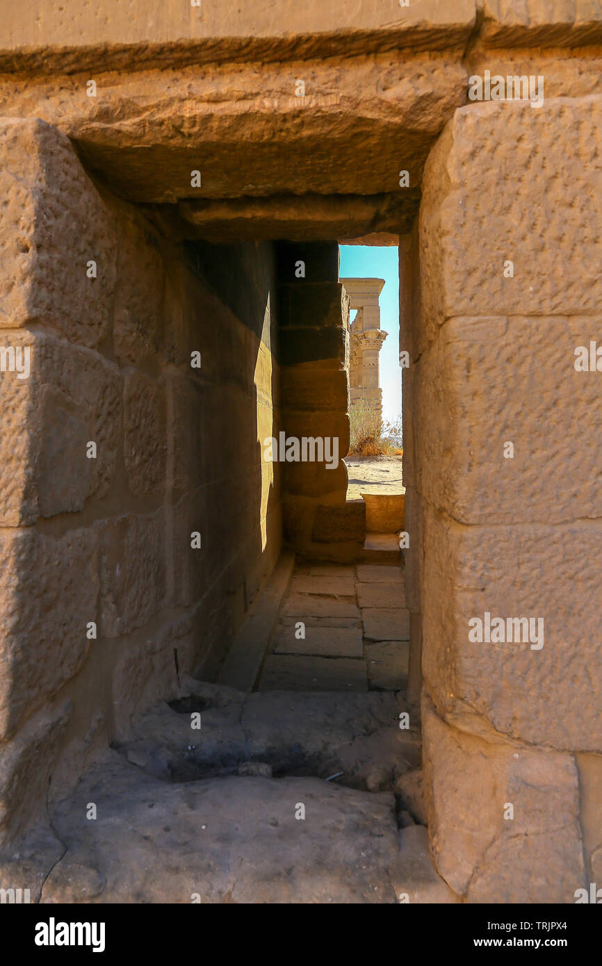 Der Tempel von Philae, ein ägyptischer Tempel Komplex auf der Insel Agilkia, hinter dem Aswan Dam und Lake Nasser, Ägypten, Nordafrika Stockfoto