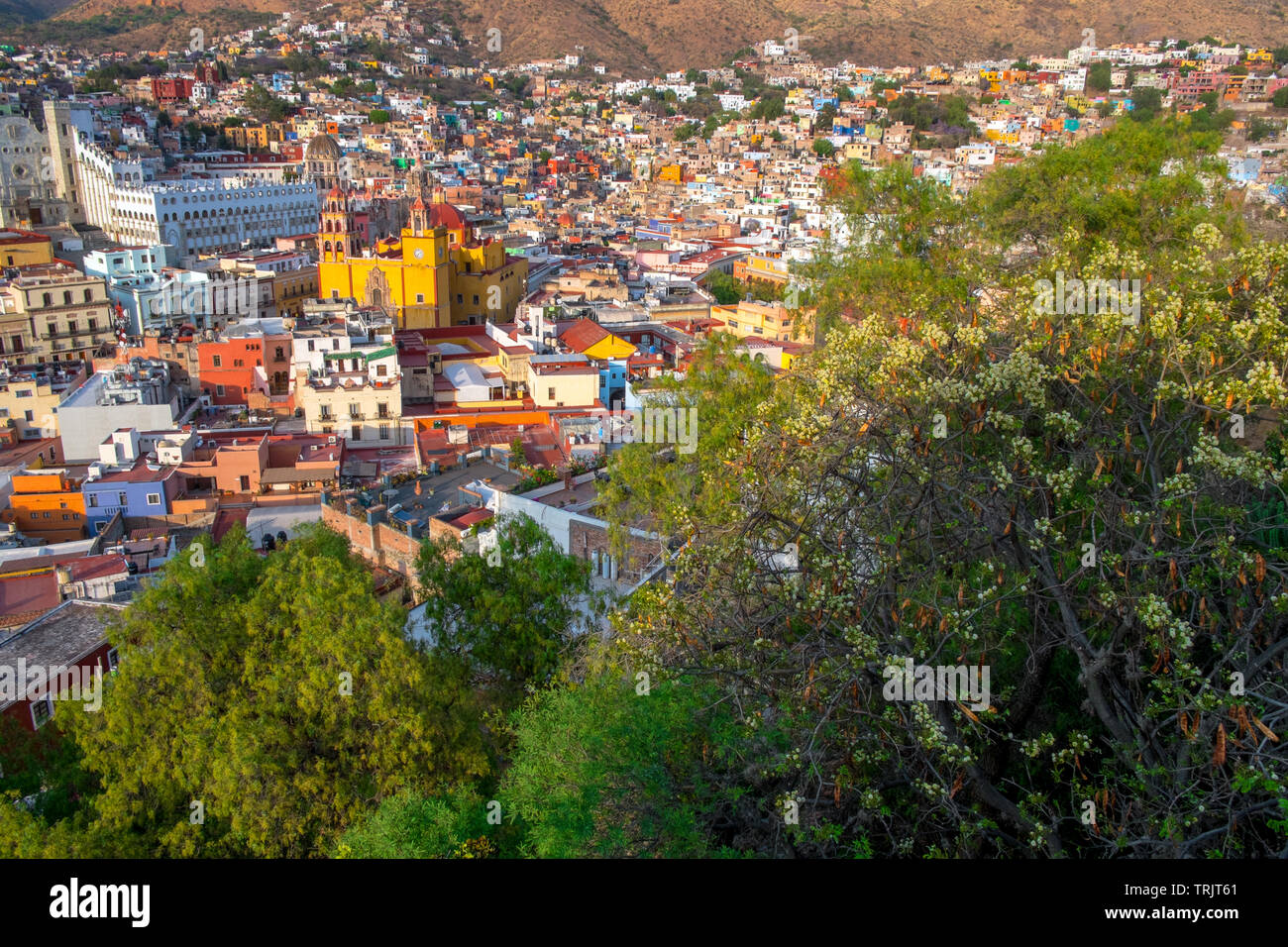 Blick über Guanajuato, Mexiko, von den Hügeln Stockfoto