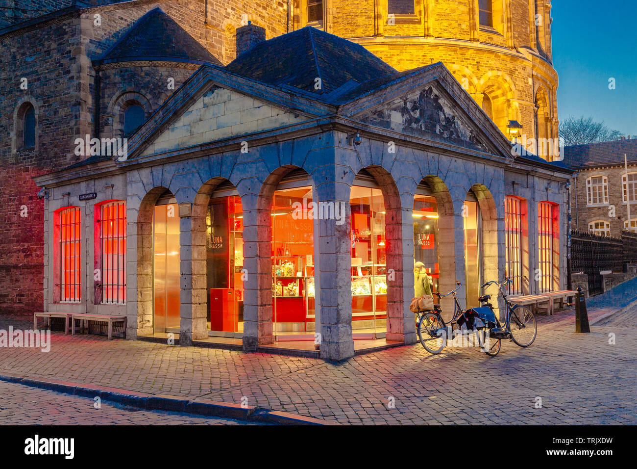 Ehemalige wachen Haus in Maastricht heutzutage im Einsatz als einen Ort, an dem die beste Eis in der Stadt zu erhalten. Sehr beliebt bei Touristen und Studenten Stockfoto