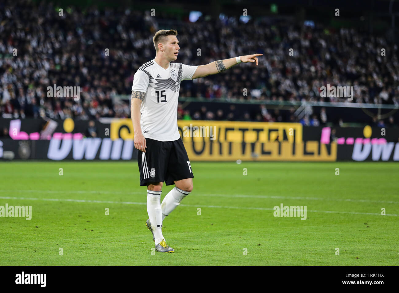 Wolfsburg, Deutschland, 20. März 2019: Deutscher Fußballspieler Niklas Sule während der internationalen Fußball-Spiel Deutschland gegen Serbien. Stockfoto