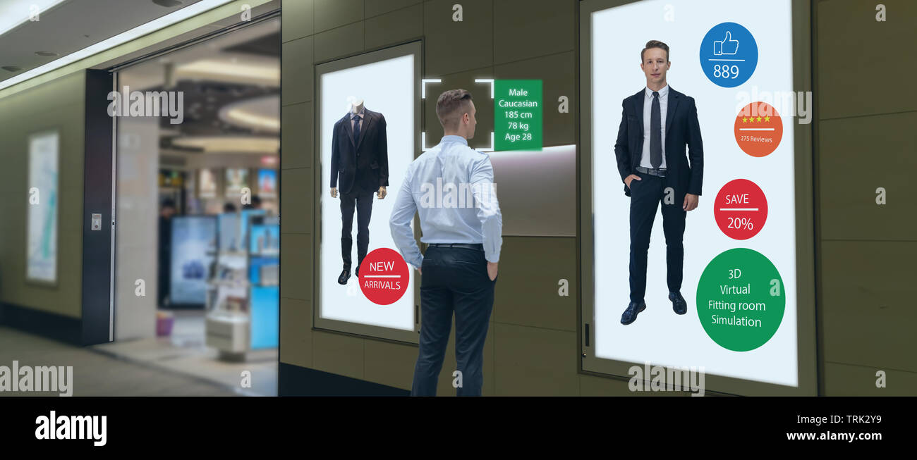 Iot maschinelles Lernen mit menschlichen, Objekterkennung, die künstliche Intelligenz verwenden, um analytische Konzept, es erfindet Vorhersage der Kunde Stockfoto