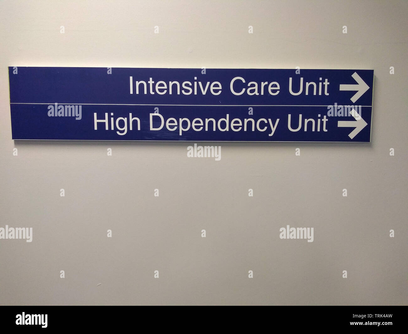 Intensivstation richtungen Zeichen in einem australischen Krankenhaus Stockfoto