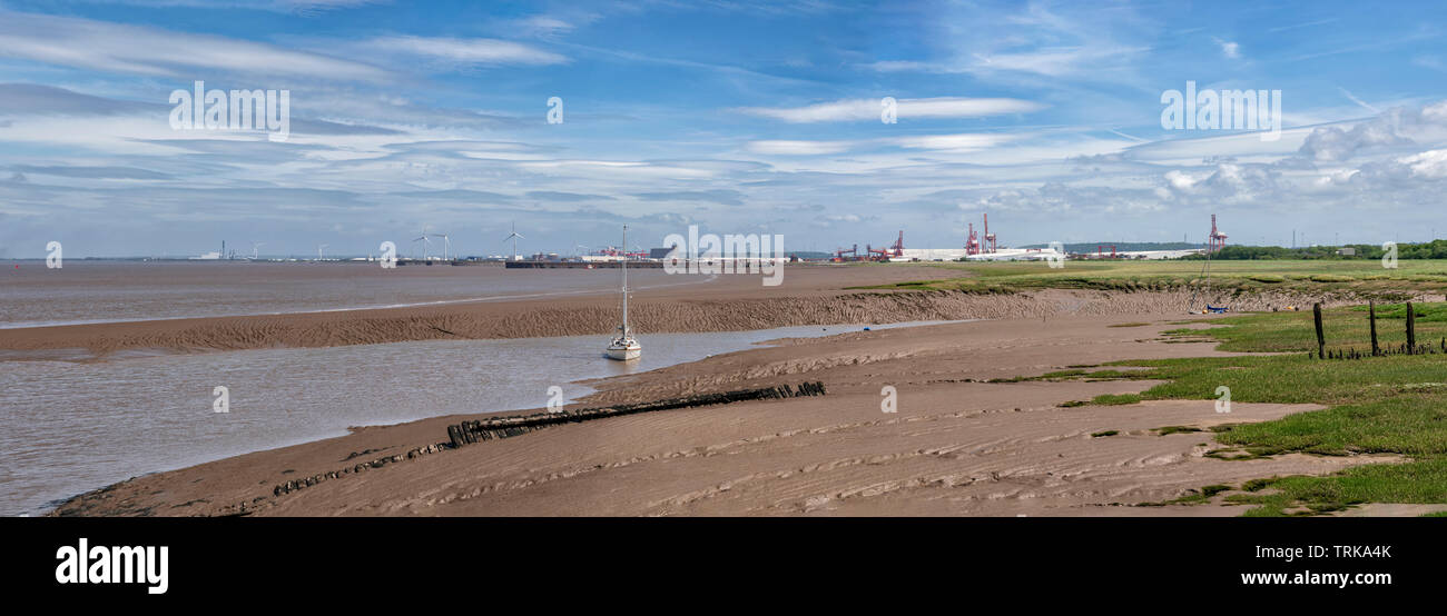 Panoramablick auf Royal Portbury Docks und Avonmouth, Bristol, Vereinigtes Königreich Stockfoto