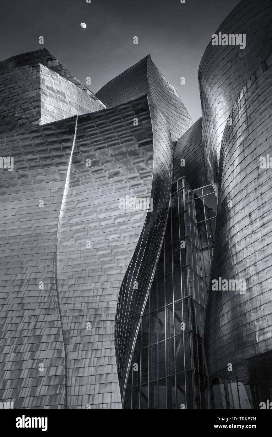 Architektonische Details der zeitgenössischen Guggenheim Museum, Bilbao, Baskenland, Spanien Stockfoto