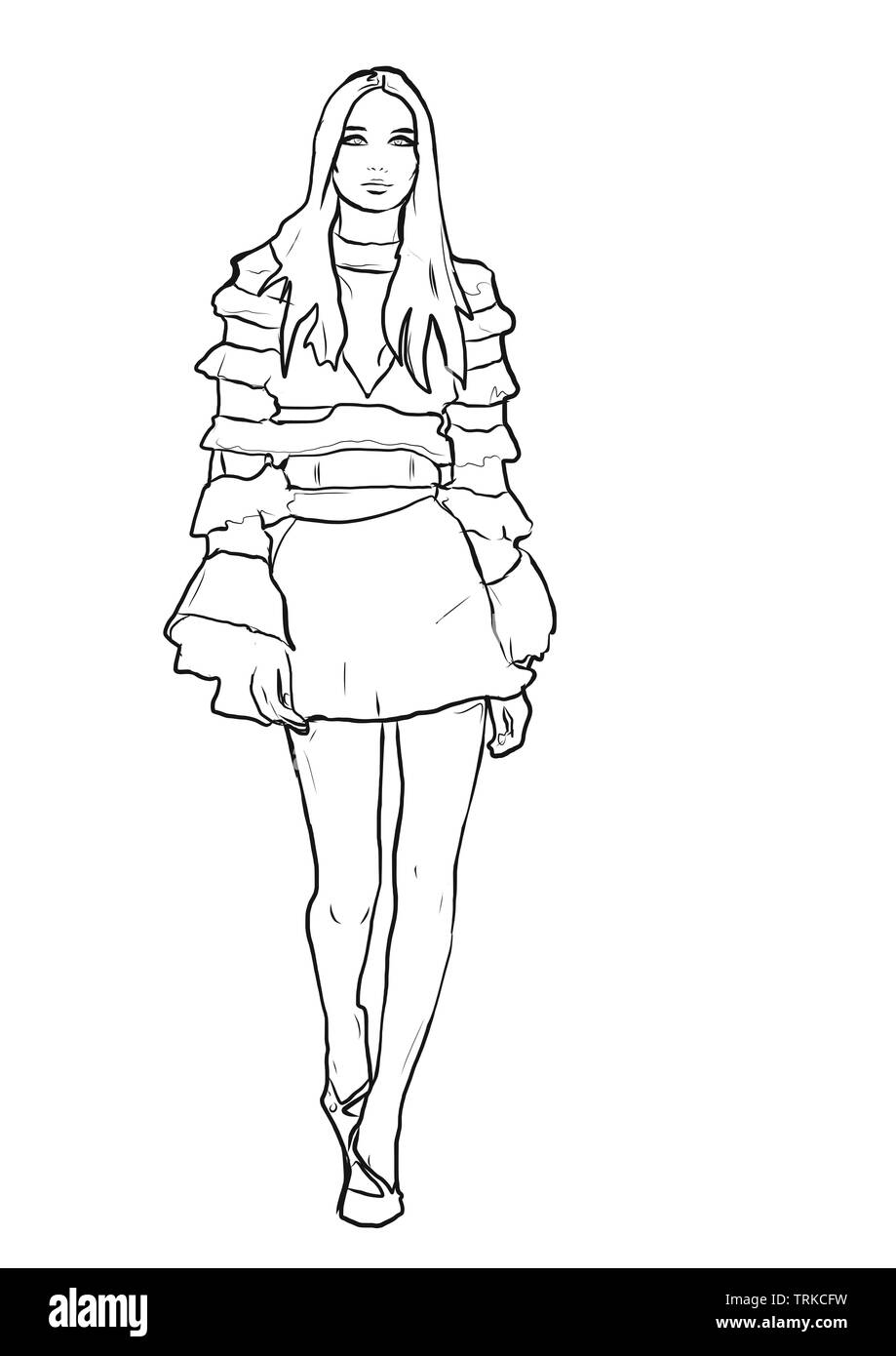 Modeillustration. Nettes Mädchen. Stockfoto