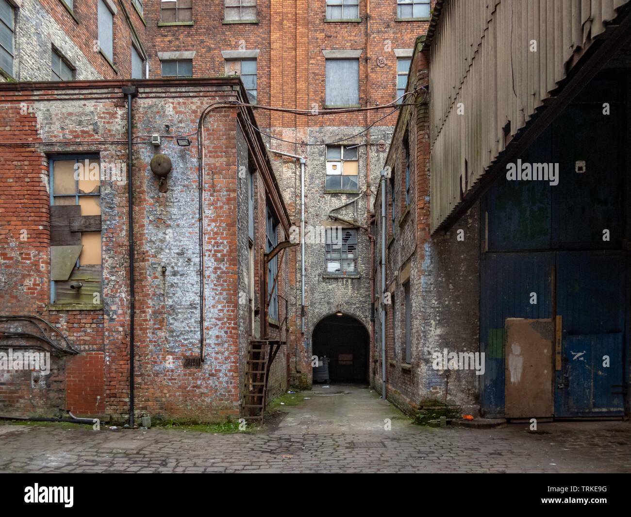 Verlassenen Fabrik gebäude, Ancoats, Manchester, UK. Stockfoto