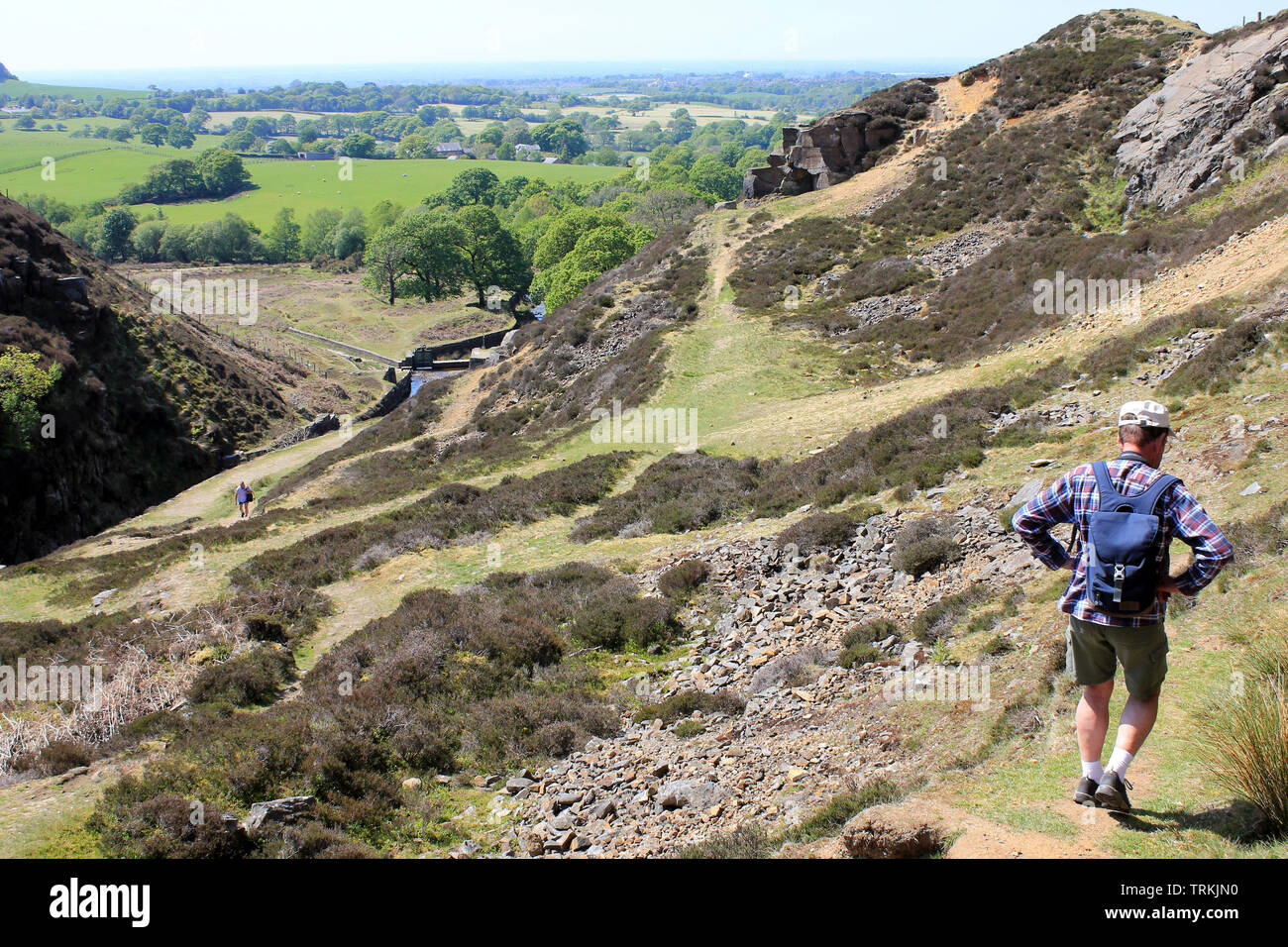 Wandern in der Nähe von Black Dean Bach, White Coppice, Anglezarke Mauren, Lancashire, Großbritannien Stockfoto