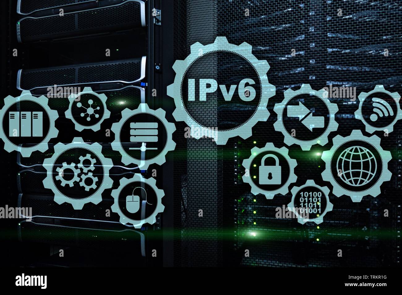 Internet-protokoll IPv6 auf dem Server zimmer Hintergrund. Business Technology Internet und Netzwerk Konzept. Stockfoto