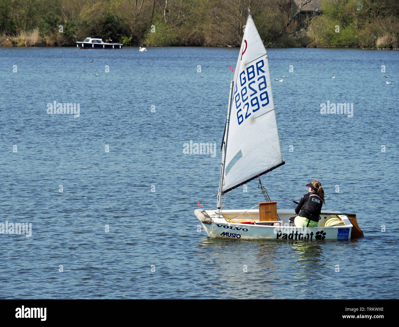 Segeln ist ein beliebter Zeitvertreib auf der Norfolk Broads mit Schlauchbooten von verschiedenen Arten die Teilnahme an Rennen und Sail Training auf Wroxham breit. Stockfoto