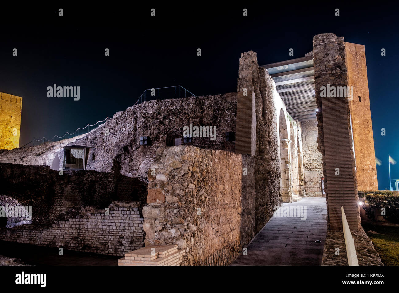 Circo Romano. Tarragona Altstadt bei Nacht. Katalonien, Spanien Stockfoto