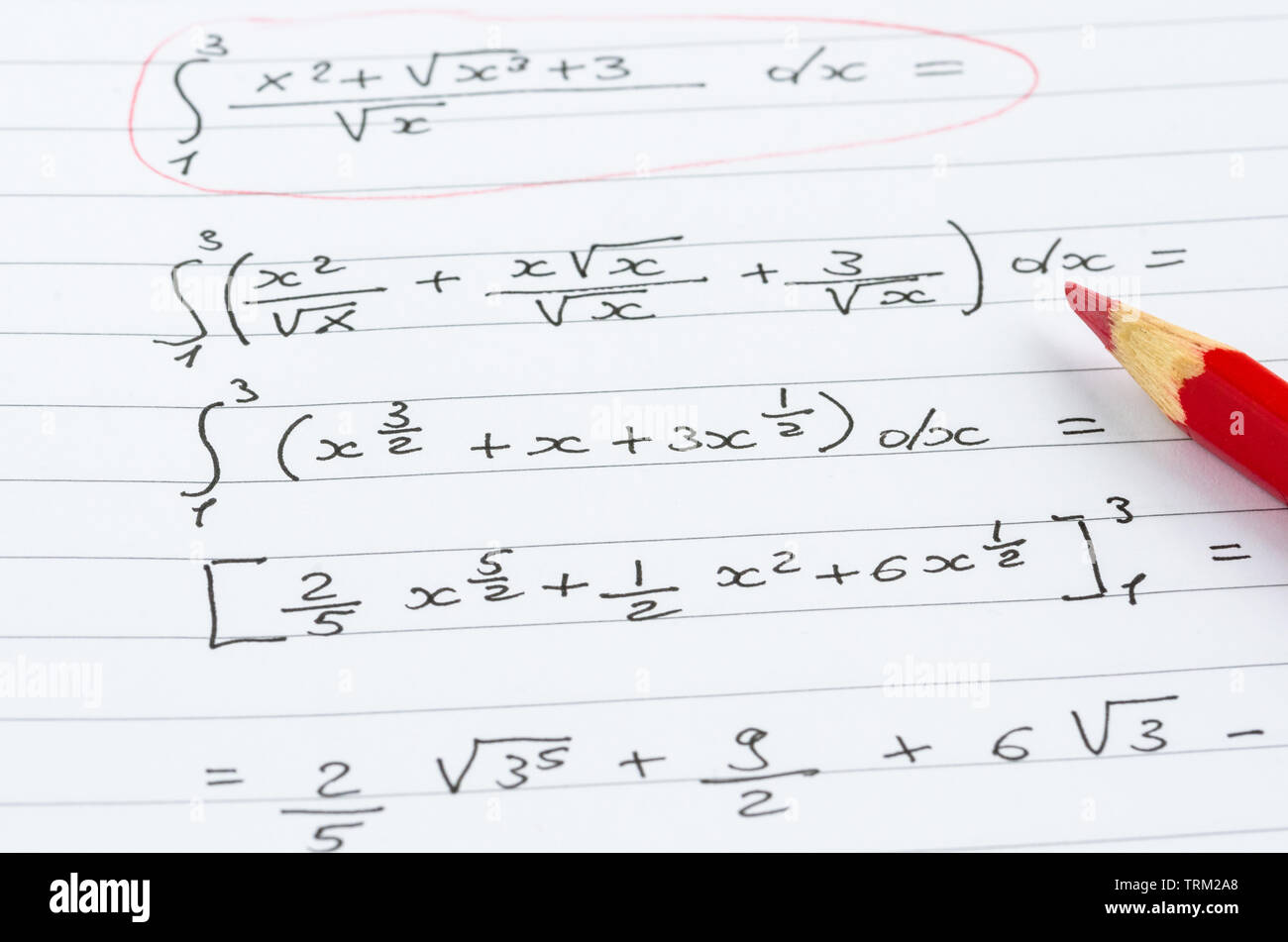 Handschriftliche mathematische Funktionen. Konzept für die Bildung Stockfoto