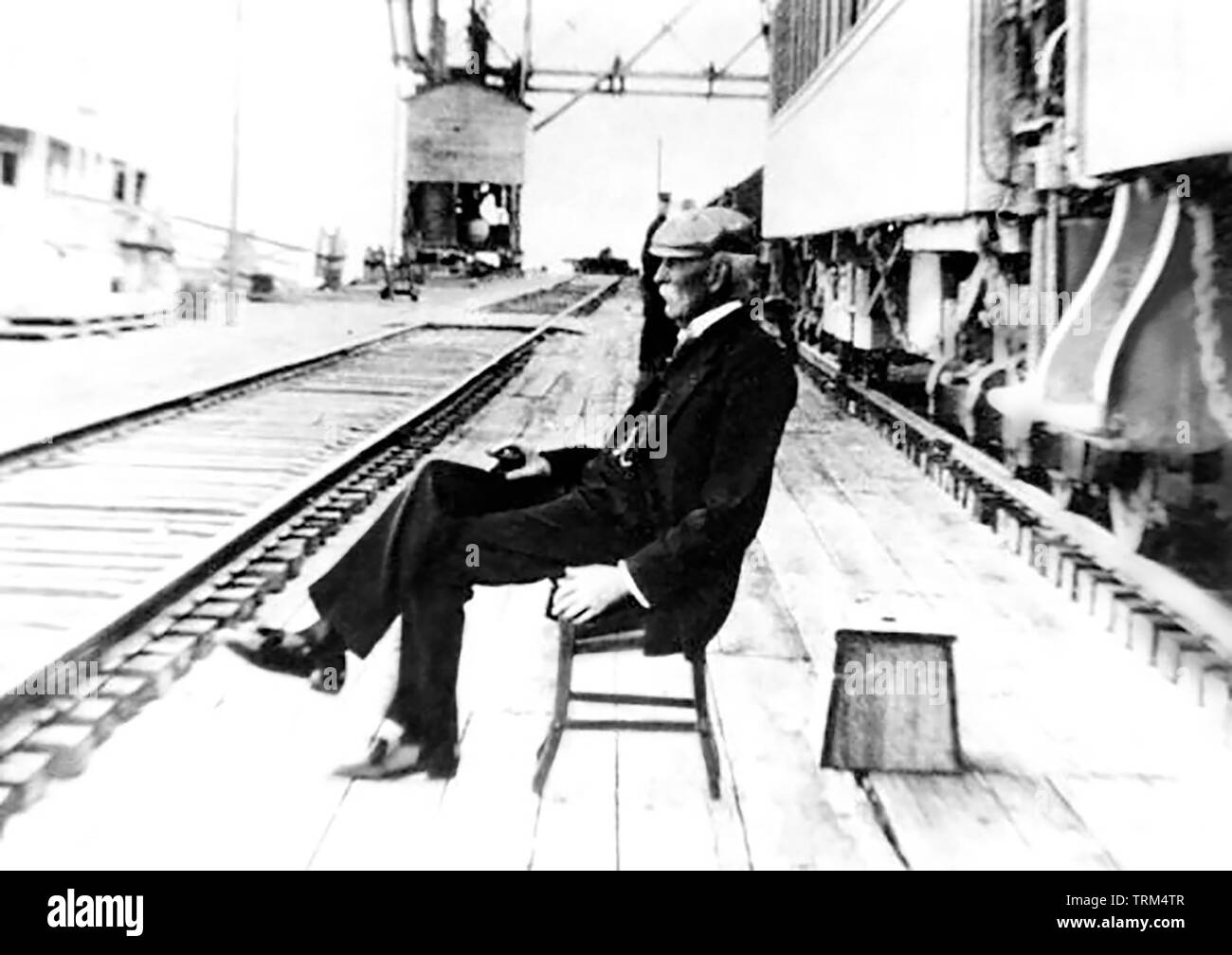 Henry M. Flagler c 1908 bei der Eröffnung der Ritter auf der Florida East Coast Railway (FEC) Erweiterung, die später in Key West im Jahr 1912 erreichen. Stockfoto