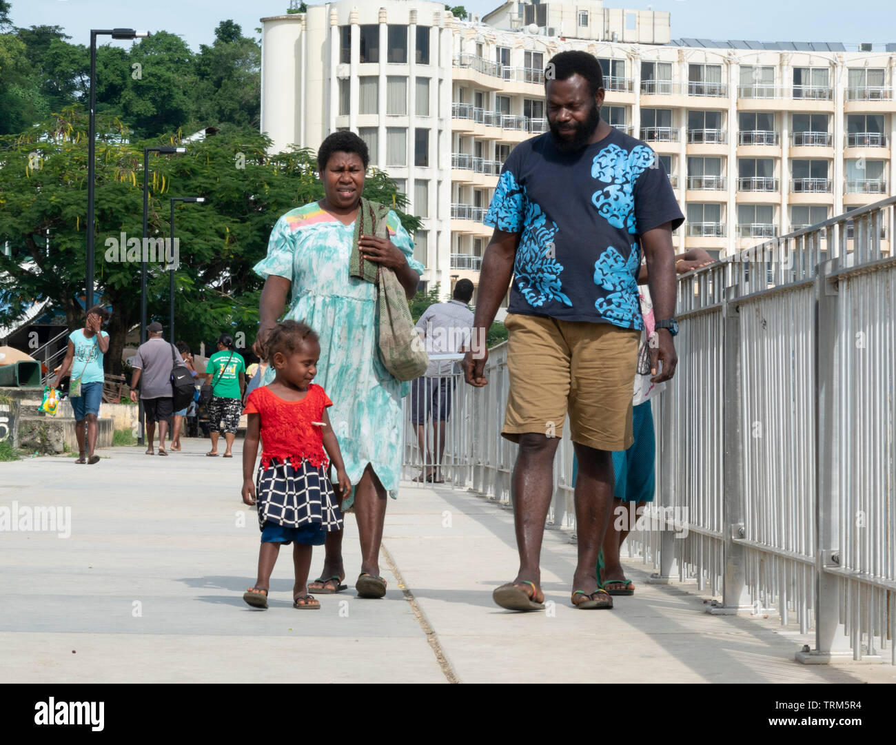 Ehrliches Porträt eines Melanesischen Familie, Port Vila, Efate Island, Vanuatu, Melanesien Stockfoto