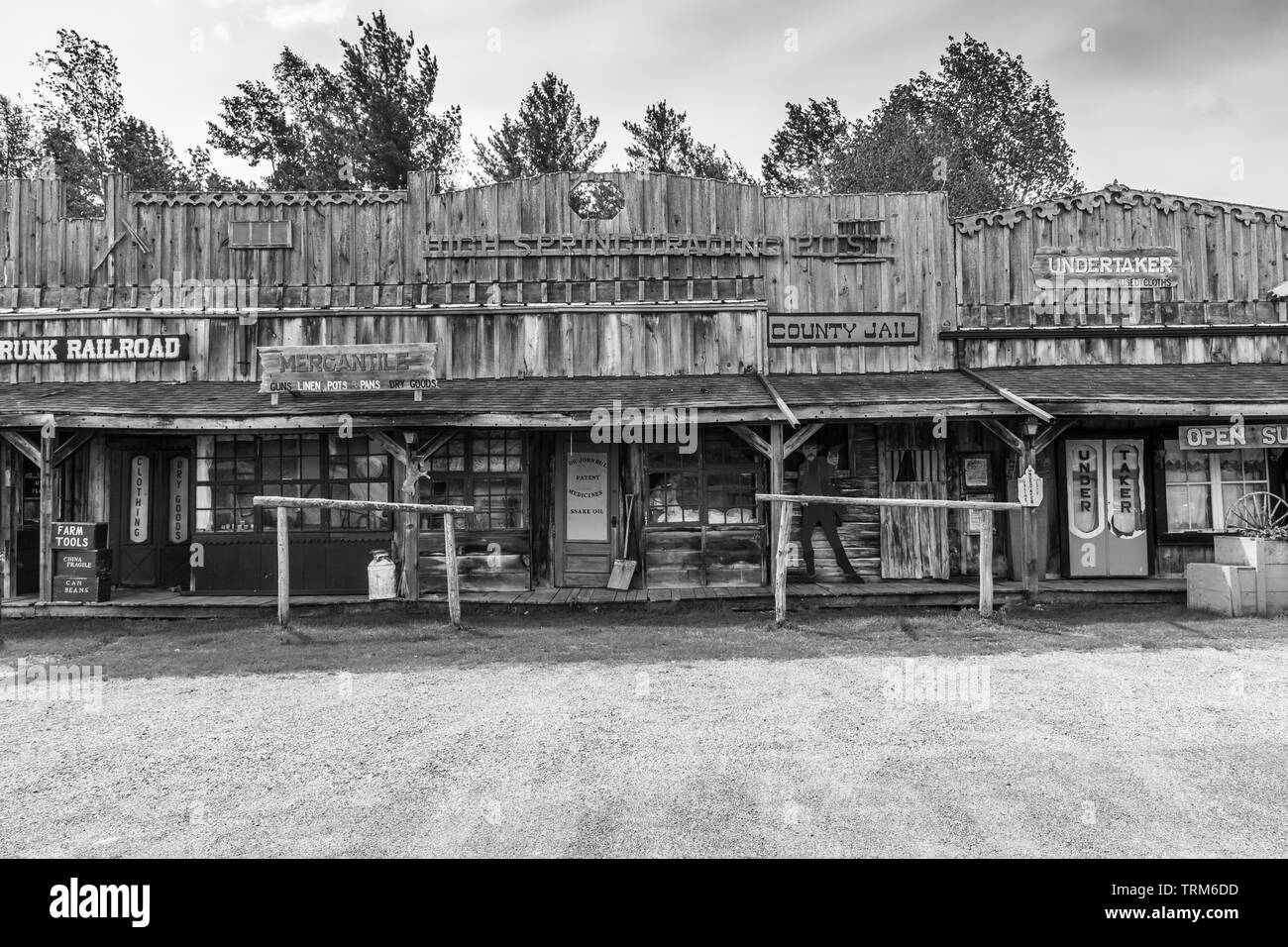 Vintage wilder Westen Außenposten mit Vintage-Gebäude mit alten Holzelemente Stockfoto