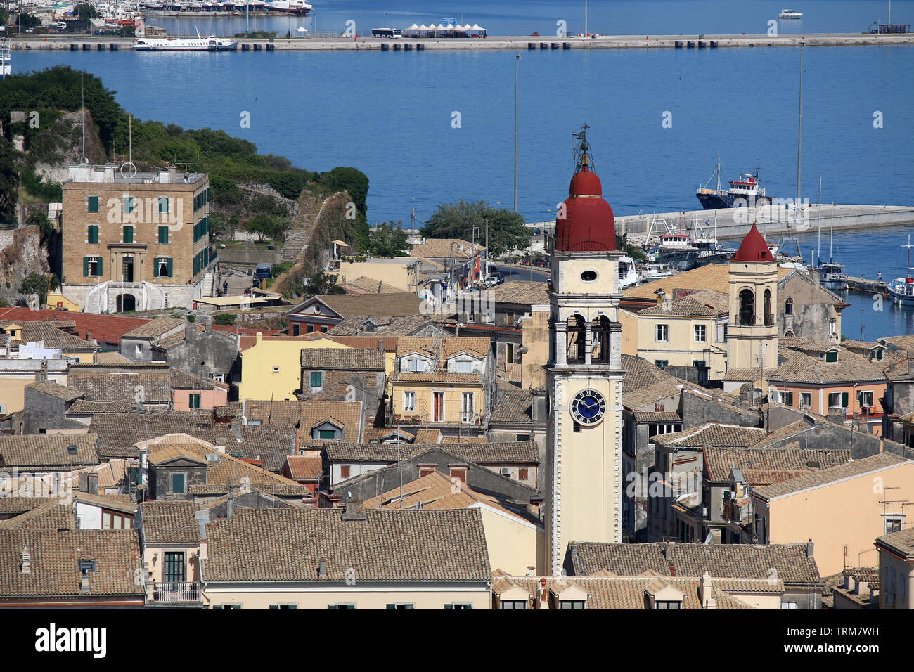 Der hl. Spyridon Kirche Turm Stadt Stadtbild Kerkyra Corfu Griechenland Stockfoto