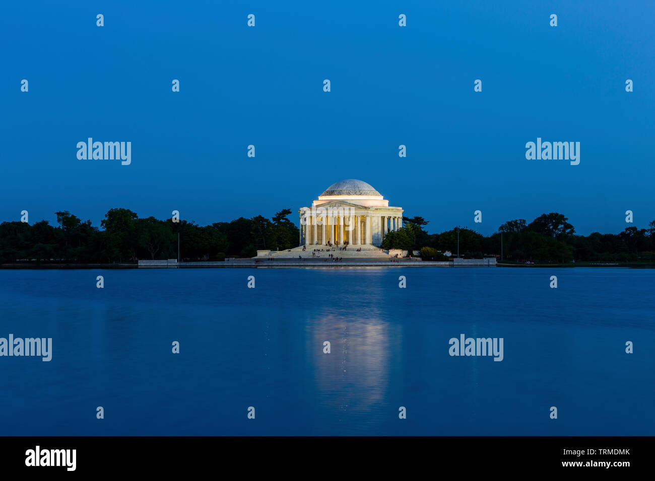 Thomas Jefferson Memorial und Tidal Basin in der Nacht Washington, DC Stockfoto