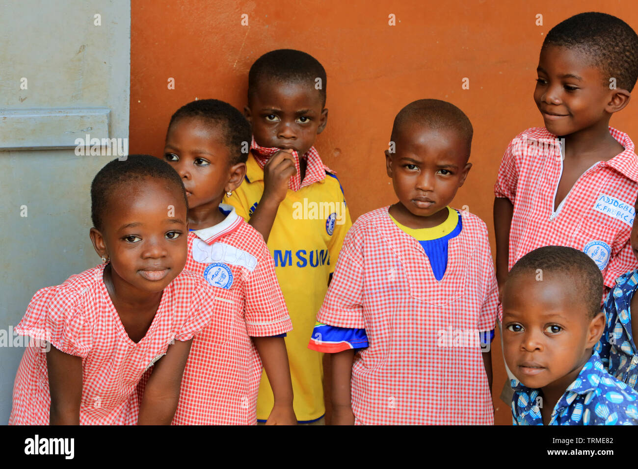 Ecoliers". Abkommen von Lomé. Togo. Afrique de l'Ouest. Stockfoto