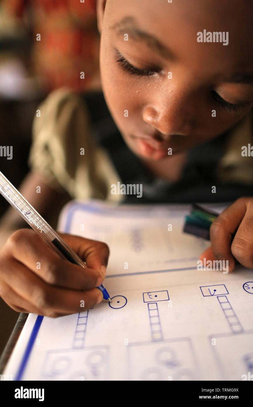 Mathématiques. Ecole Primaire d'Adjallé. Abkommen von Lomé. Togo. Afrique de l'Ouest. Stockfoto