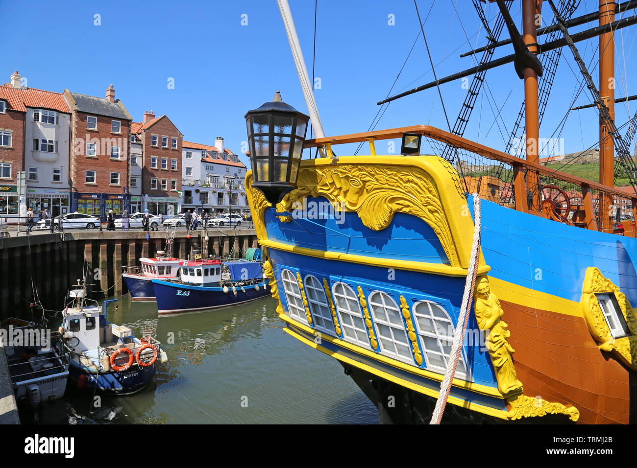Bark Endeavour (Captain Cook Erfahrung), Fisch Quay, Whitby, Borough von Scarborough, North Yorkshire, England, Großbritannien, Großbritannien, Europa Stockfoto