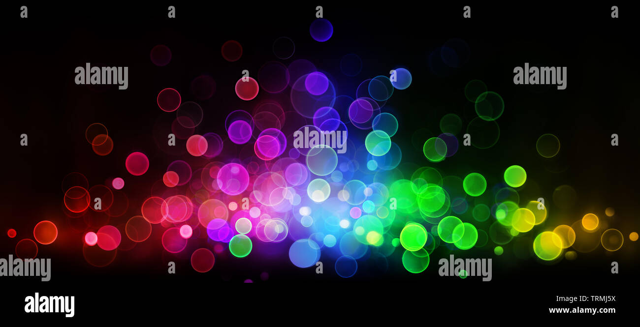 Retro Abstract Bokeh bunte Lichter auf Schwarzem im Wave Stockfoto