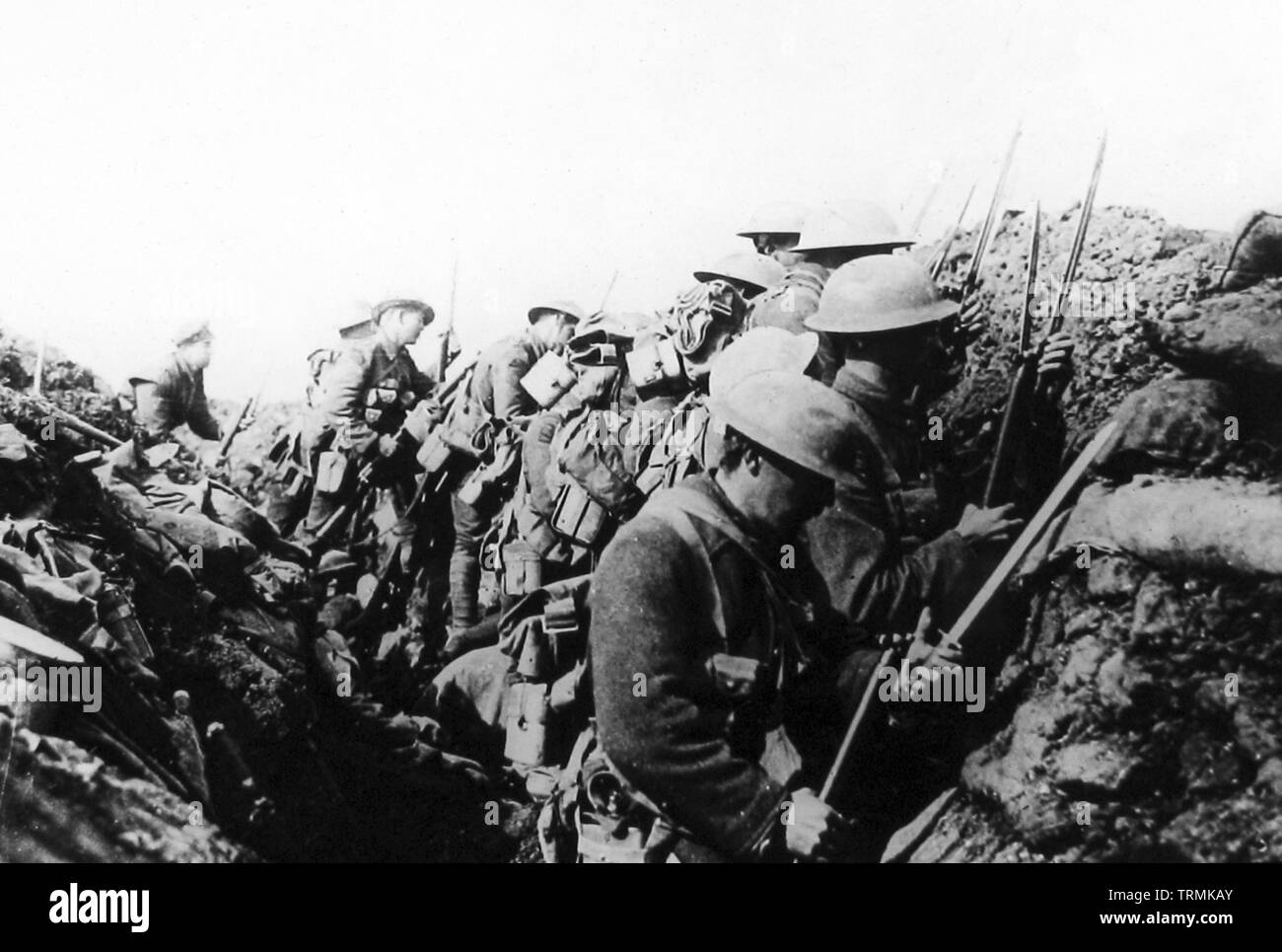 Kanadischen Bataillon Vorbereitung einen Graben zu lassen, die über die obere, September 1916 Stockfoto