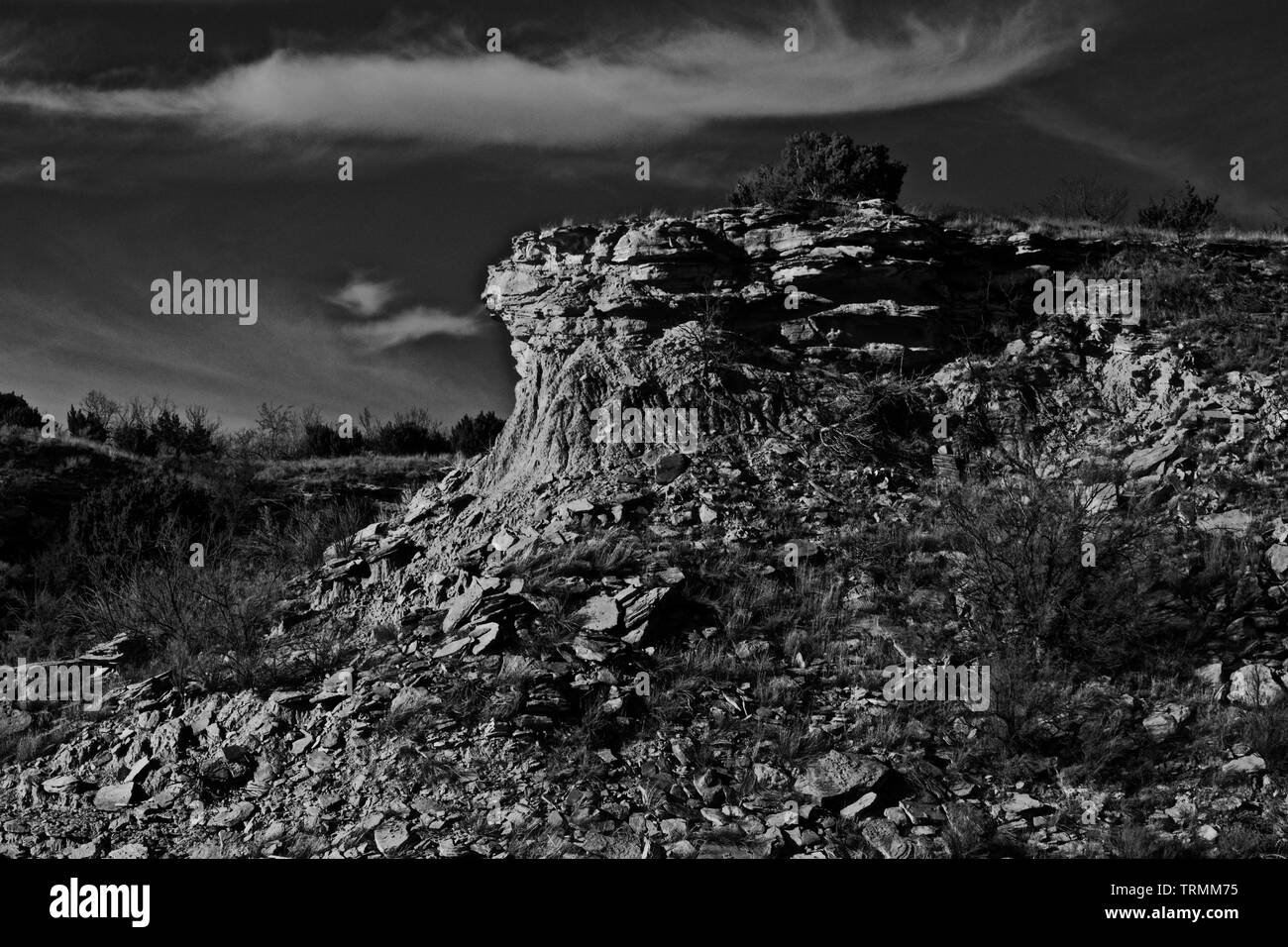 Lake Shore Klippen, See McKinsey im Texas Panhandle. Stockfoto