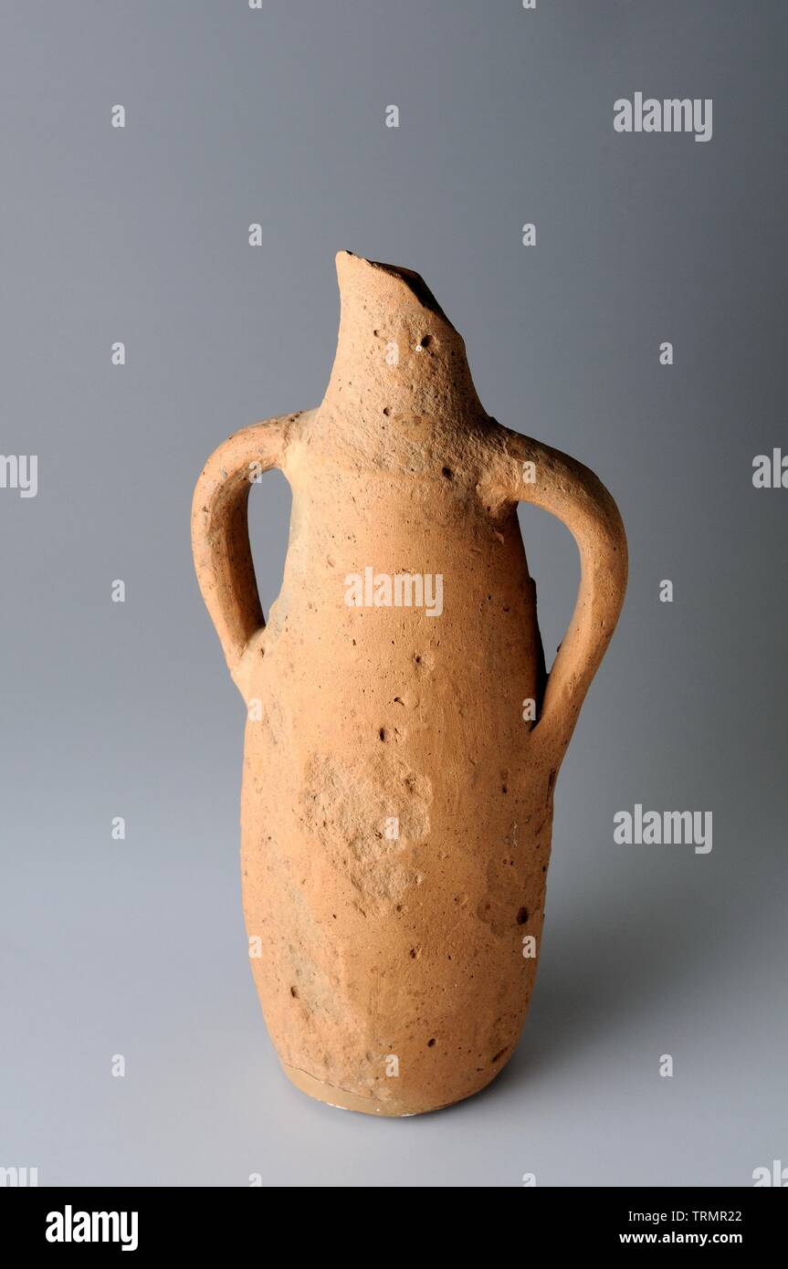 Bitroncoconica Körper ceramic jar-Flasche mit zwei Griffen. Höhe 184 mm Breite 90 mm (7. CE)-westgotischen Zeit vom "Elenden Nekropole - VI. Stockfoto