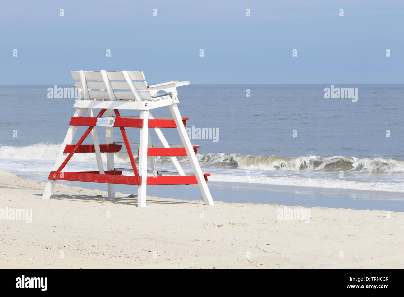 Ein Rettungsschwimmer Stuhl am Strand in Cape May, New Jersey, USA Stockfoto