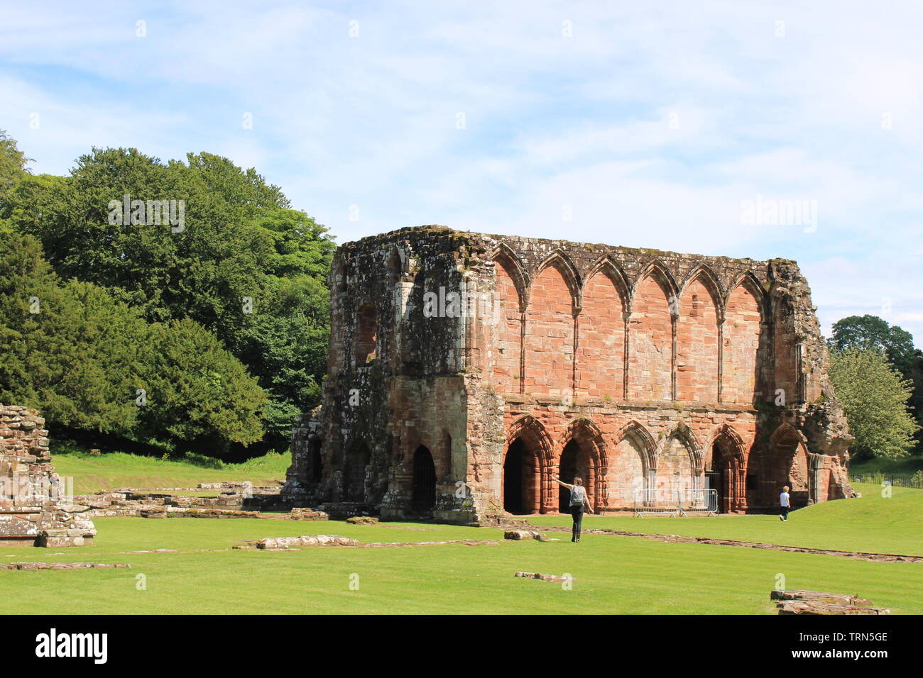 UK Barrow In Furness, Cumbria. Furness Abbey. Ulverston, Cumbria, Halbinsel Furness Abbey Ruinen, Furness Abbey, Cumbria. Stockfoto