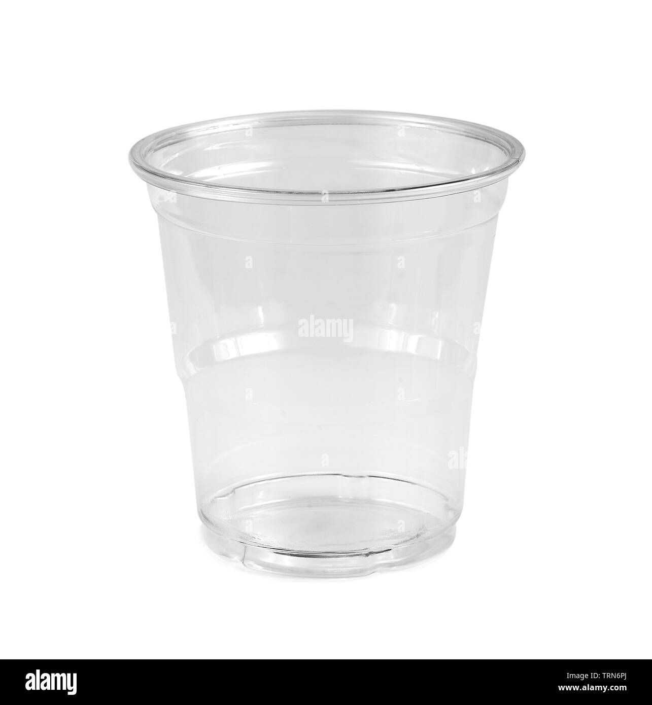 Kunststoff Glas isoliert auf weißem Hintergrund Stockfoto